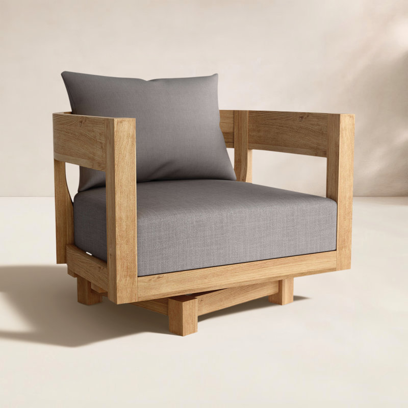 Anik Teak Swivel Patio Chair with Cushions