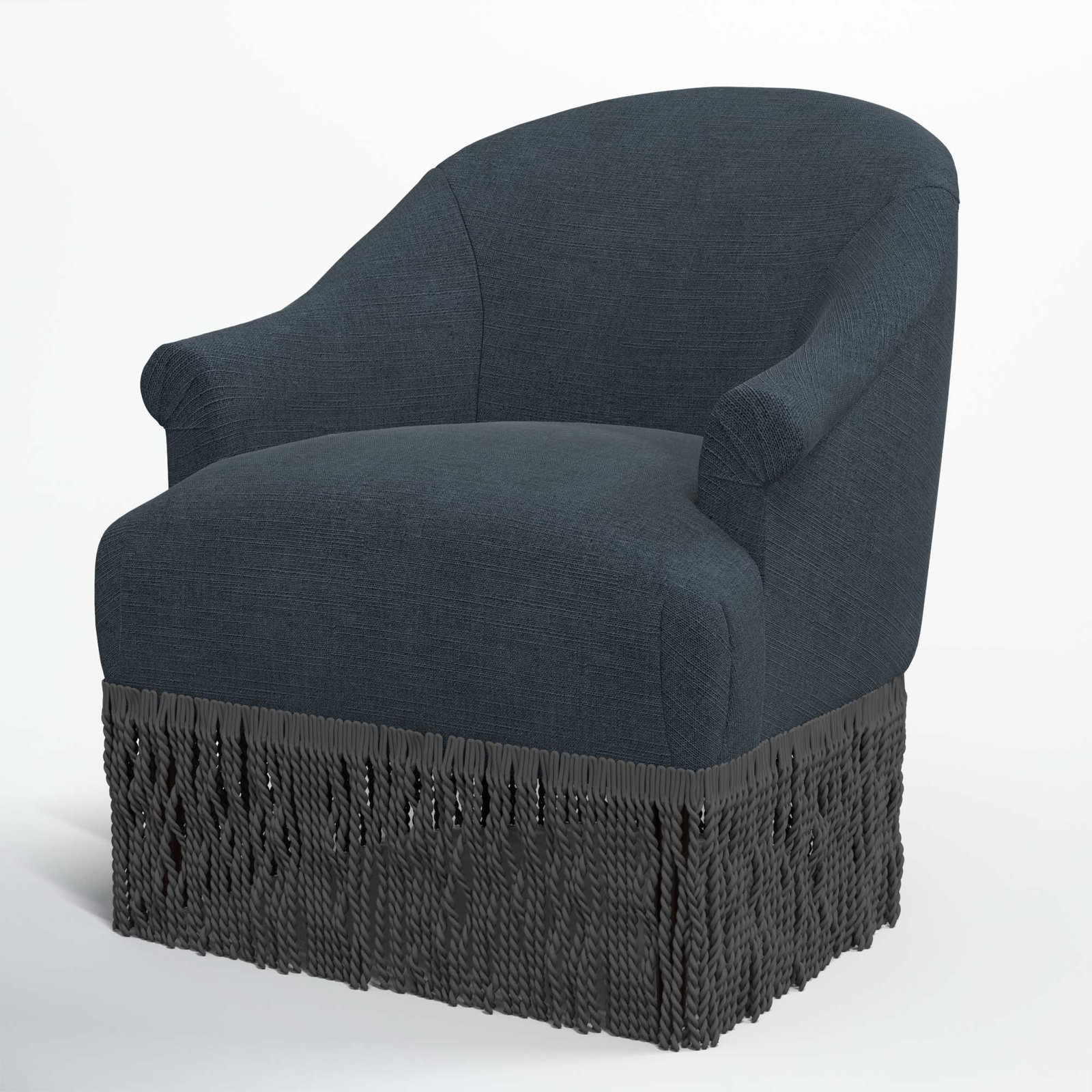 Callie Wingback Chair, Black, Classic Navy Linen