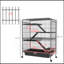 Cage pour petits animaux 53,5 po, cage de furet ou de lapin en métal à 5 niveaux avec roues, cage Chinchilla avec plateau amovible, 2 portes avant, rampes, gris