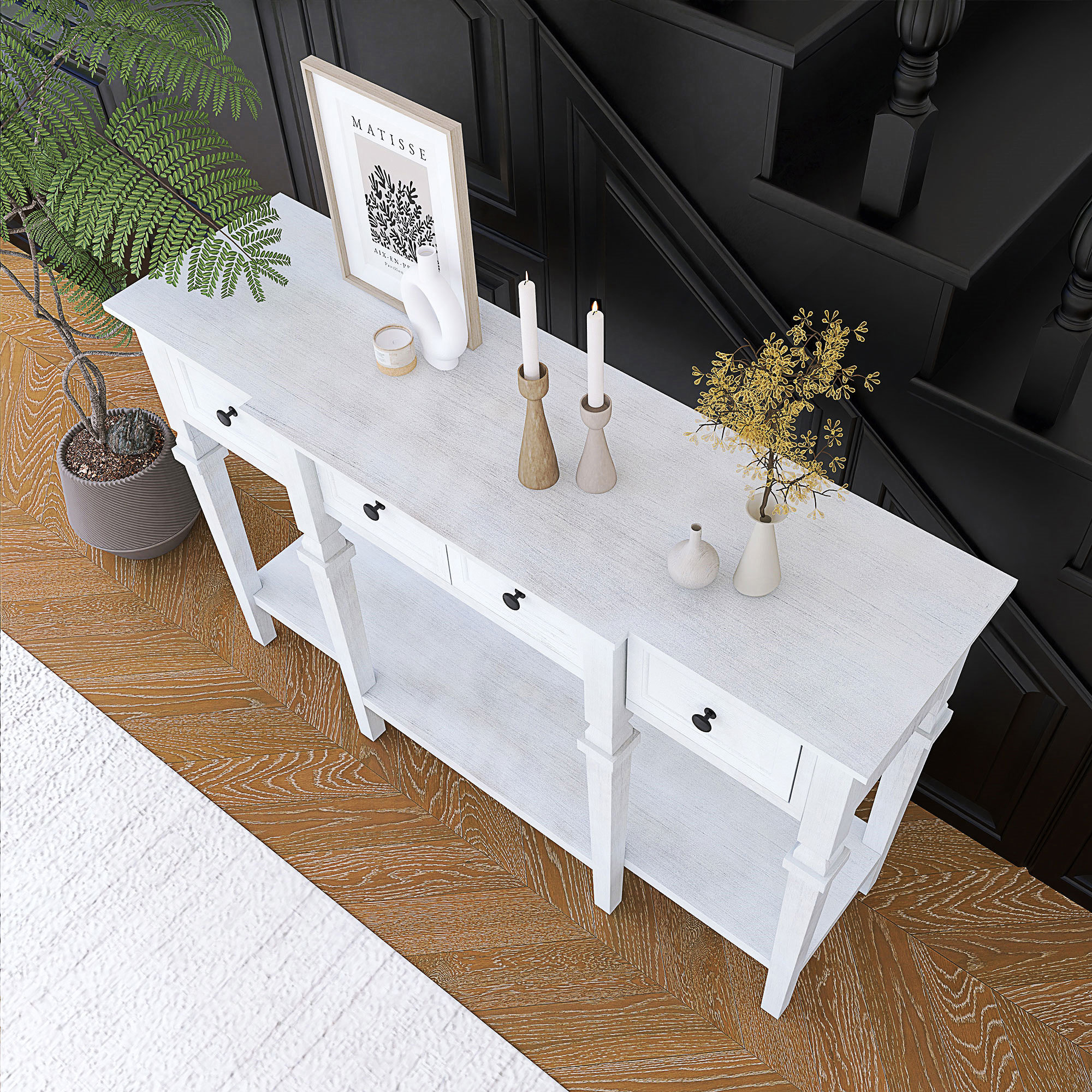 Ophelia & Co. 48 Inch Long Console Table With 4 Drawers And 1 Bottom ...