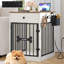 Meuble de rangement pour chien 24,6 po avec rangement et chenil d'intérieur pour chien | Caisse pour petit chien avec station de charge, meuble pour chenil et table d'appoint avec rangement pour petits chiens, brun blanc-129169919