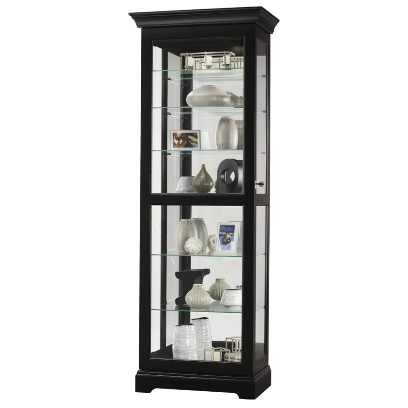 Lighted Curio Cabinet, Black Satin