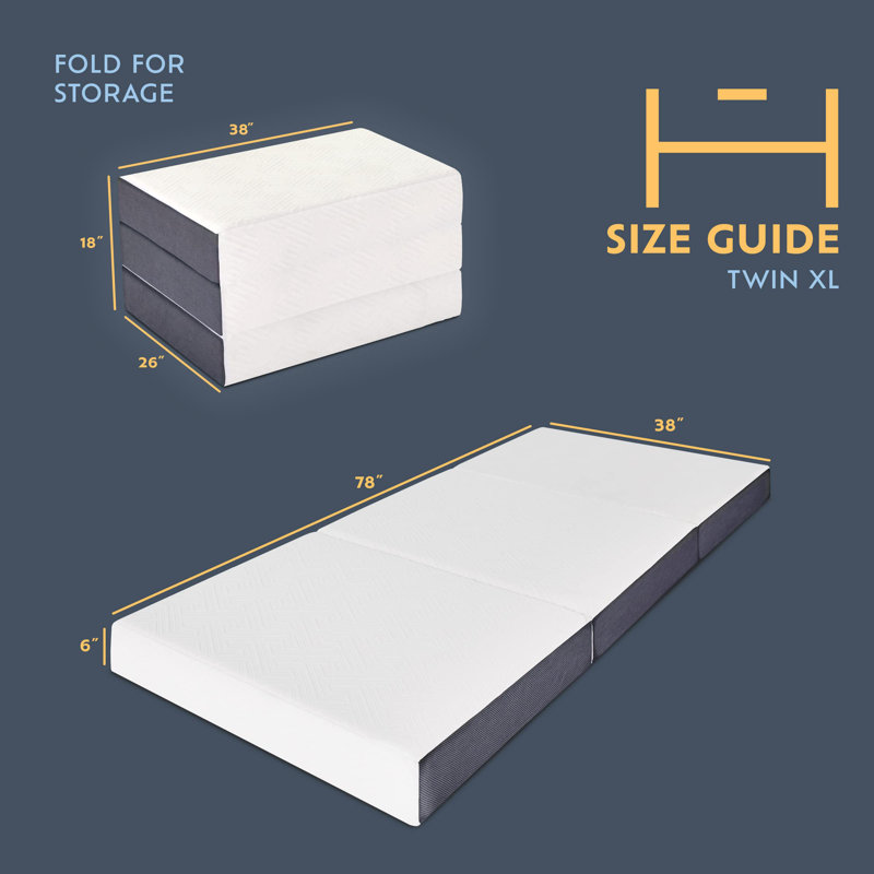Matelas pour canapé-lit en mousse à mémoire de forme ferme 6 po Alwyn Home Saya, Simple très long