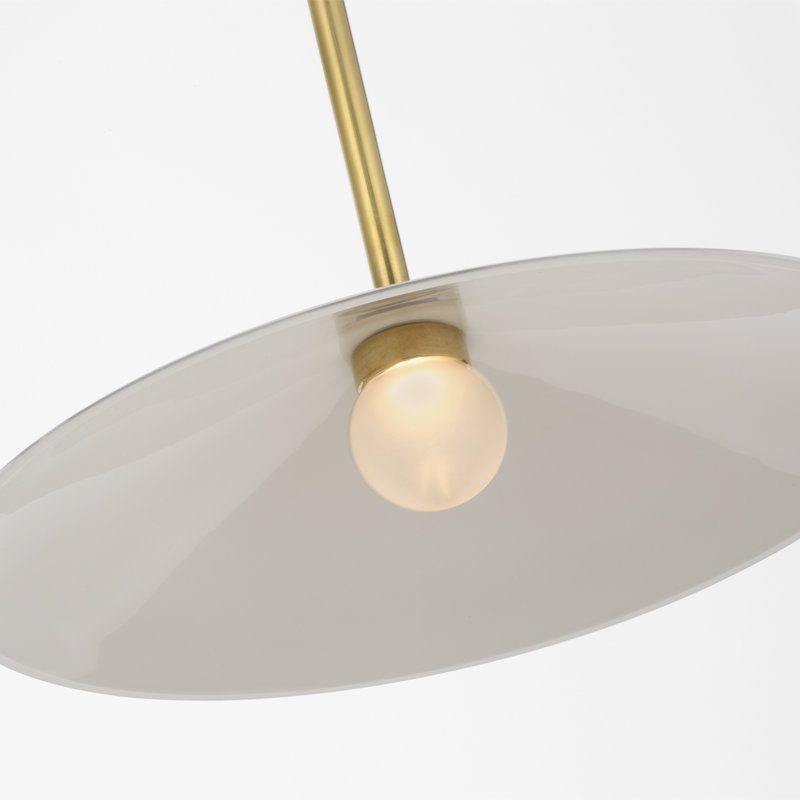 Amber Lewis Ponce Pendant with Shade, 47" H x 13" W x 13" D, White, Hand-Rubbed Antique Brass