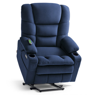 Fauteuil inclinable électrique 27,2 po à deux moteurs avec massage et chauffage double, position infinie, tissu