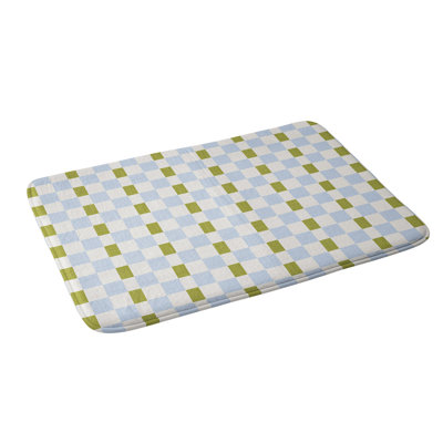 De Koro checkered blue and chartreuse Memory Foam Bath Mat