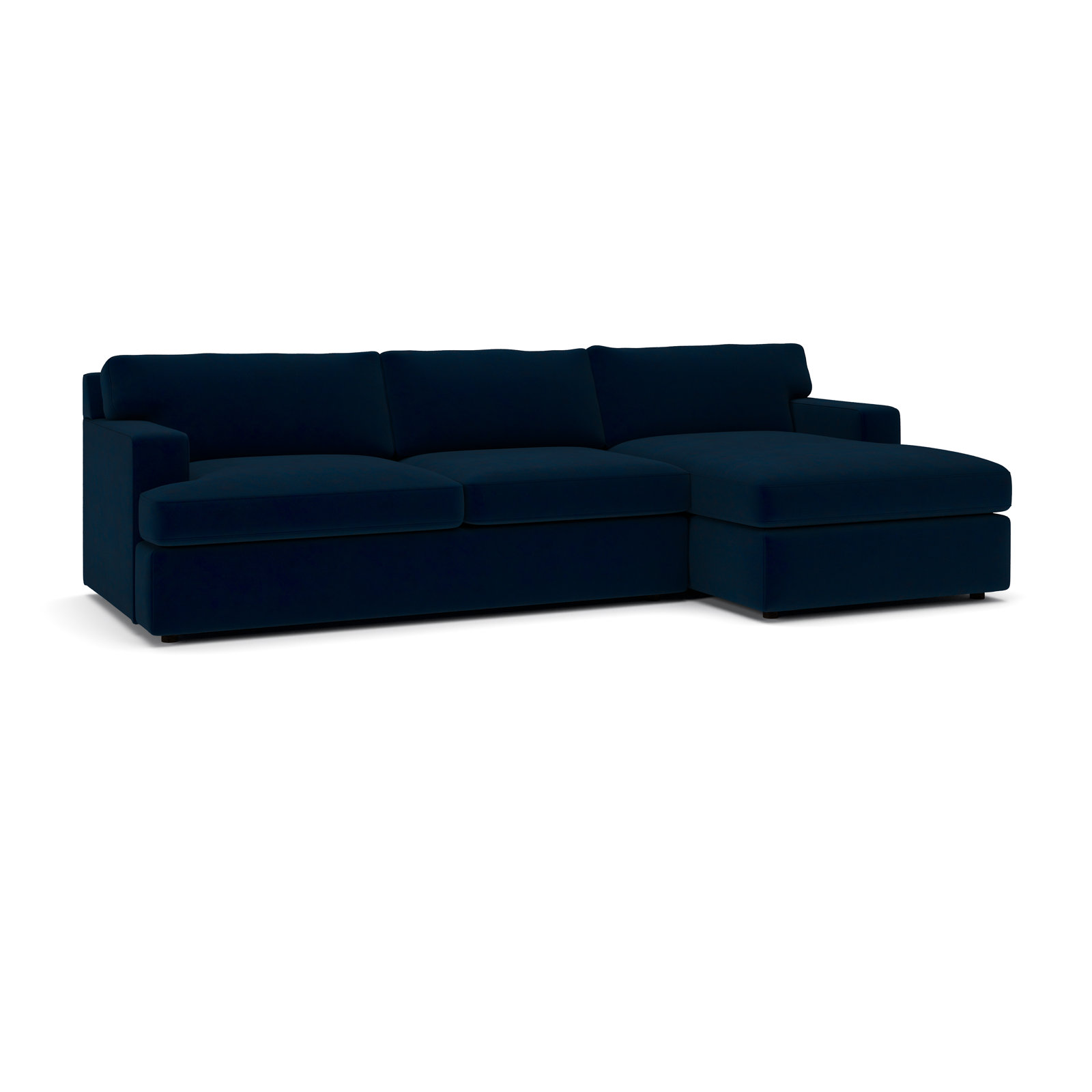 Cleo Chaise Sectional, Bella Ink Blue Performance Velvet, Right Hand Facing