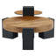 Table basse moderne et simple à double couche - plateau en verre brun transparent avec pieds en L en MDF noir. La conception détachable rend l'utilisation de l'espace plus flexible