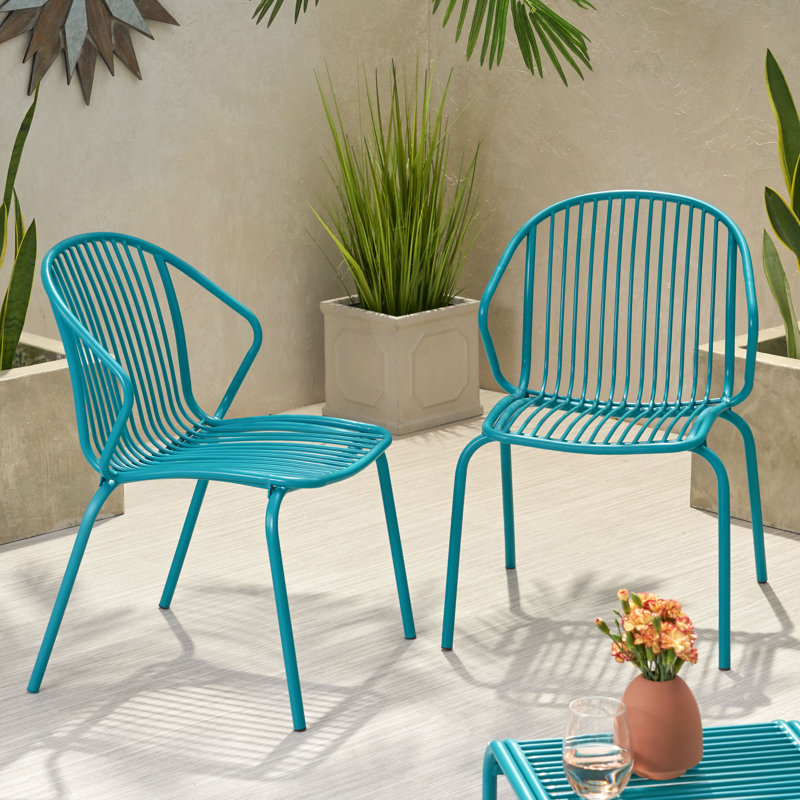 Chaise de patio Corbeil, Bleu sarcelle mat