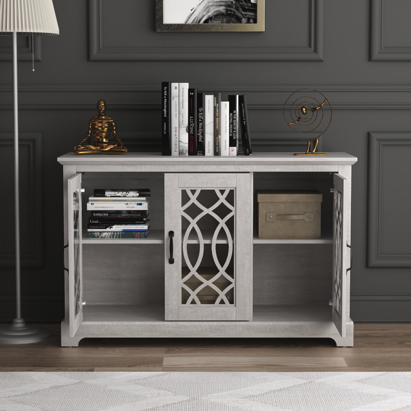 Eleana 45.7'' W 4 Door Sideboard with Adjustable Shelves, Dusty Gray Oak