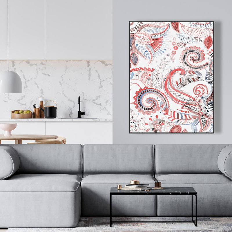 Paisley Pattern Framed Canvas - Elegant Home Decor Accent