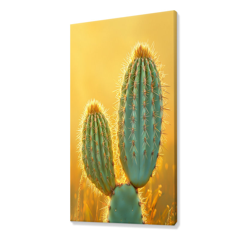 Cactus martellish dans la lumière du matin I - Cactus, reproduction sur toile, H 60 po x l 28 po, Toile tendue