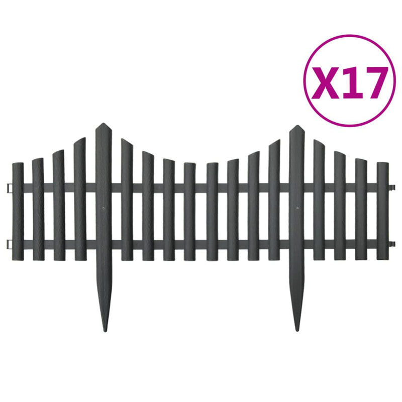 Bordures de jardin vidaXL 17 pièces anthracite 32,8 pi PP, Anthracite