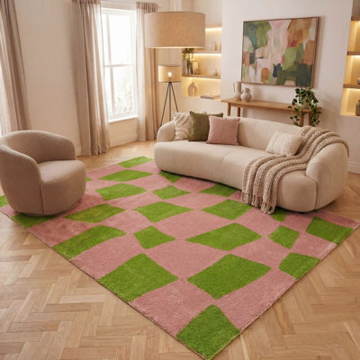 Joli Chequered Area Rug Soft Dense Pile for Living Rooms and Bedrooms