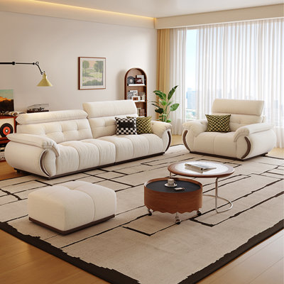 Beige Chenille 3 - Piece Living Room Set