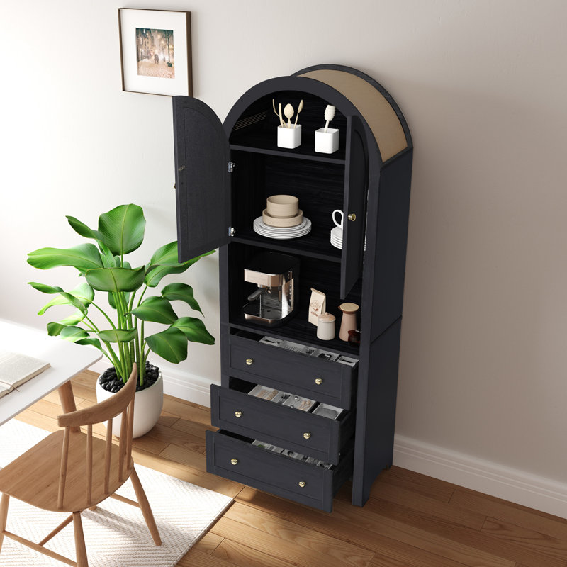 Armoire de rangement 70,9 po, Noir, Doré