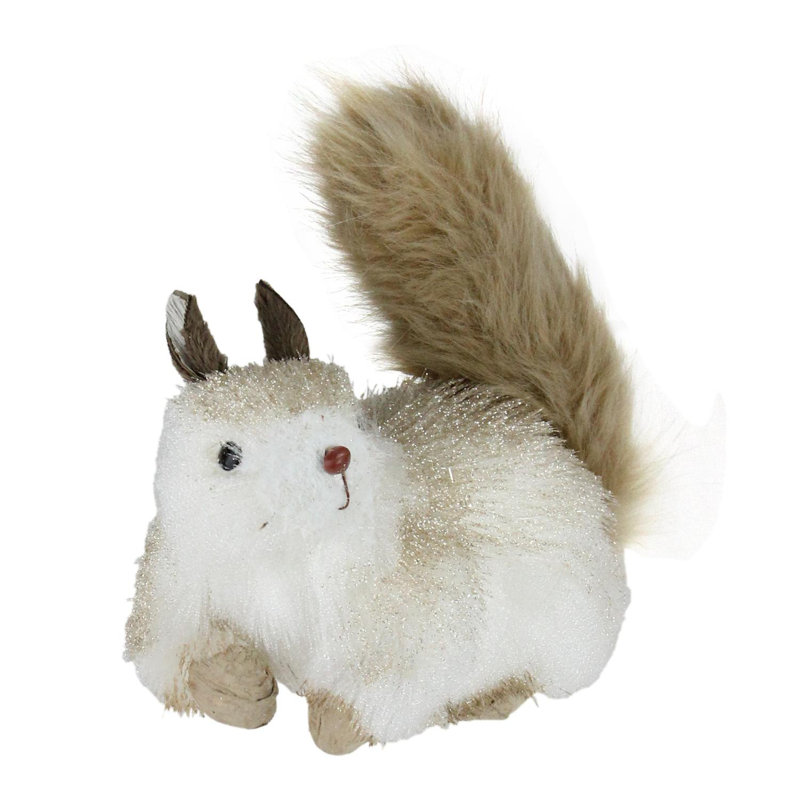 Figurine de table 7 po blanche dorée avec écureuil scintillant doré