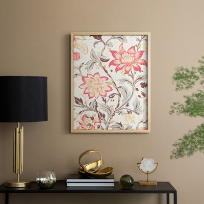 Impression florale rétro I, reproduction encadrée - bois massif