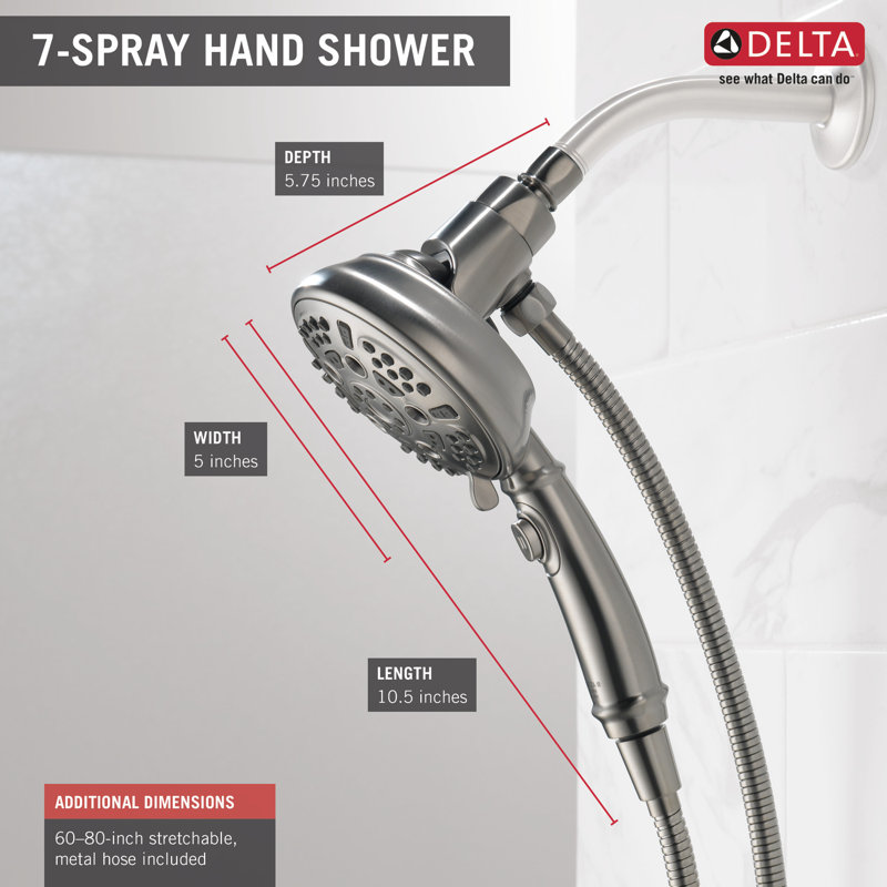 Suredock Multi Function Handheld Shower Head with H2Okinetic Technology, Stainless