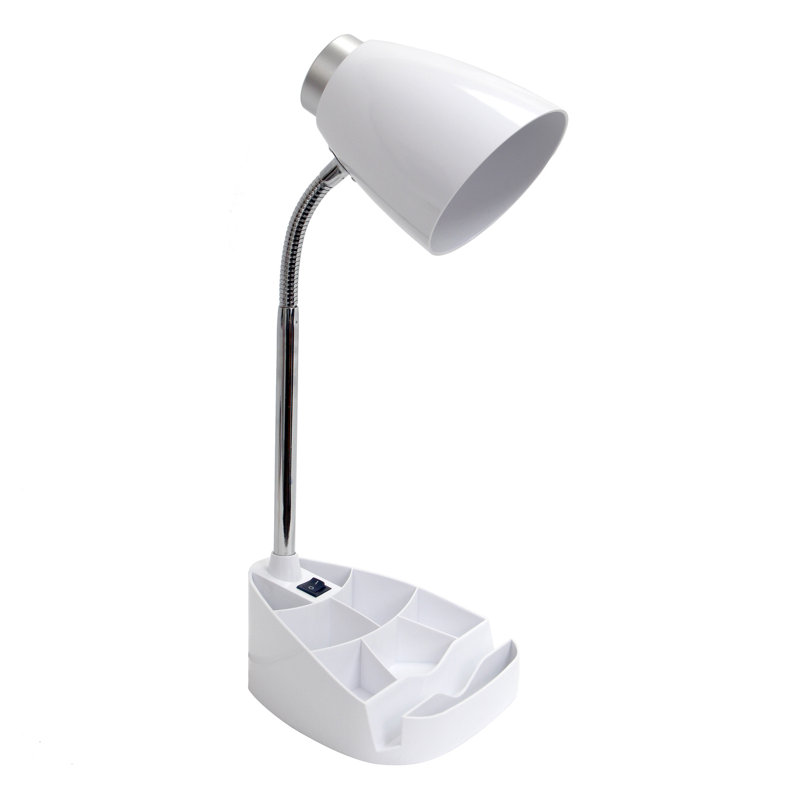  Lampe de bureau compartimentée avec support pour tablette / iPhone / iPad / col de cygne pliable, Blanc