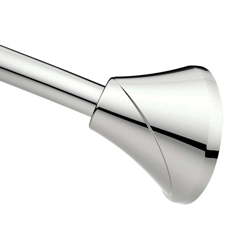 Moen 5-Foot Adjustable Tension Single Curved Shower Curtain Rod, Chrome