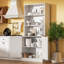 Garde-manger 67 po avec 2 portes, huche moderne à 3 niveaux avec tablettes réglables, armoire de rangement autoportante, garde-manger pour cuisine, salle à manger, salle de bain, blanc-425230745