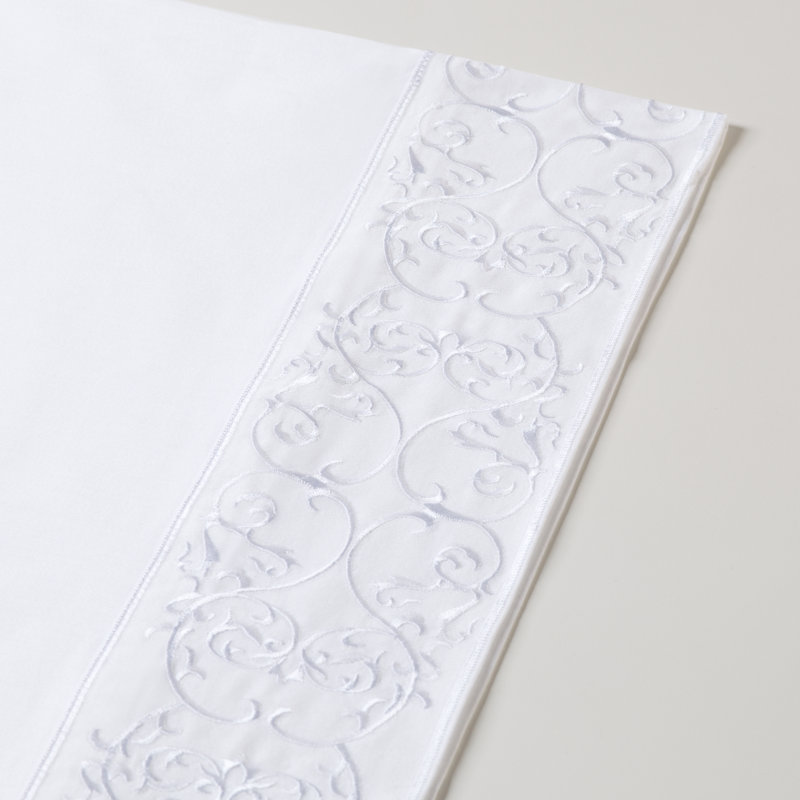 Light Grey Full Cotton Embroidered Damask Sheet Set