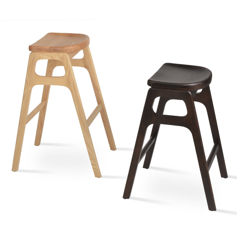 Tabouret de bar et de comptoir en bois massif Nelson, Tabouret de bar (siège d'une hauteur de 29,5 po), Noyer