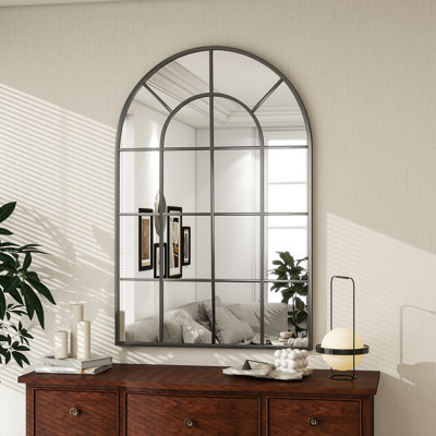 Elaine Arched Window Pane Wall Mirror