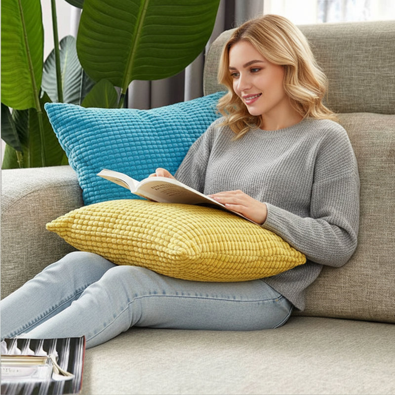 Ensemble de 2 housses de coussin décoratif seulement - Housses de coussin décoratif 22 po x 22 po seulement, Marine