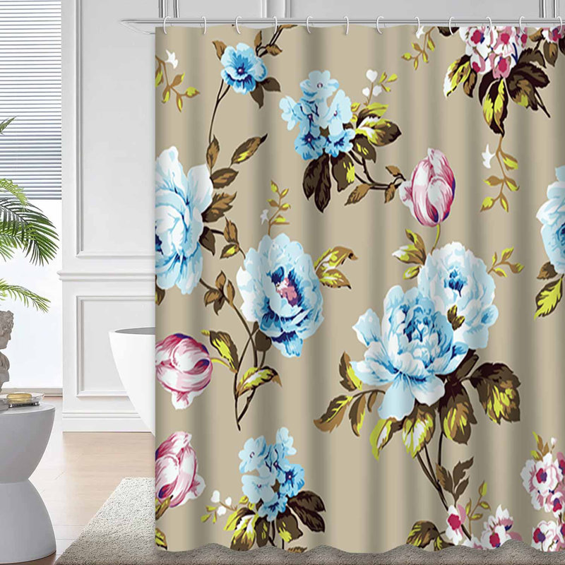Rideau de douche bleu sarcelle avec 12 crochets, L 72 po x l 84 po