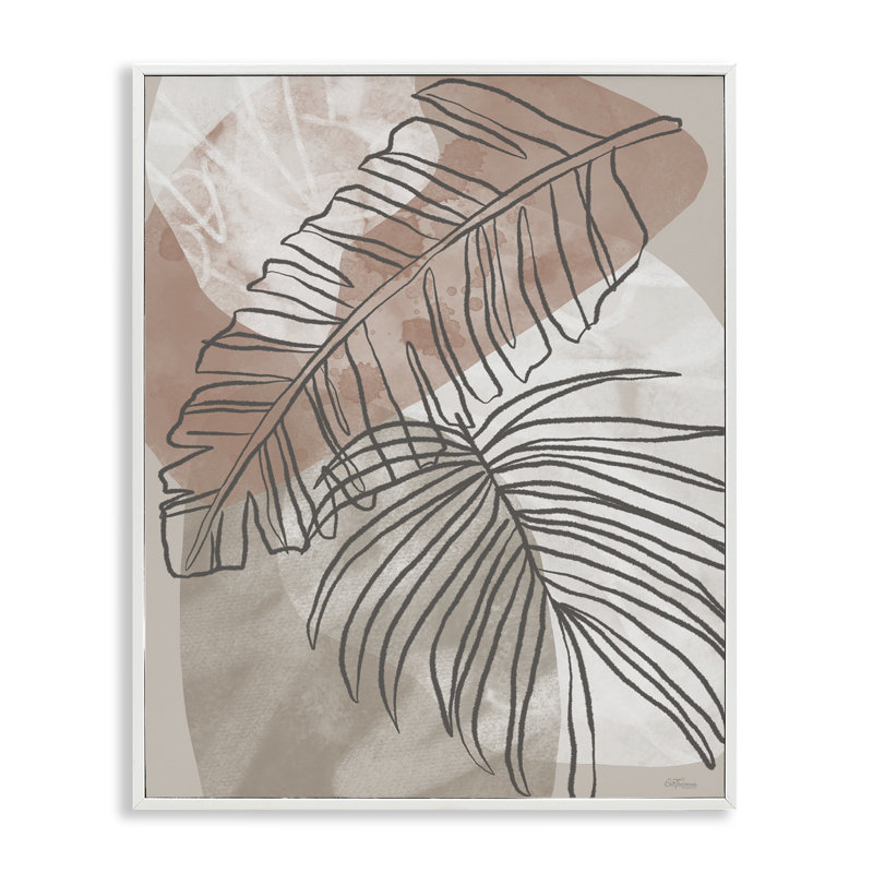Giclée encadrée de feuilles de tons de terre tropicale, design par Cat Thurman Designs, H 30 po x l 24 po