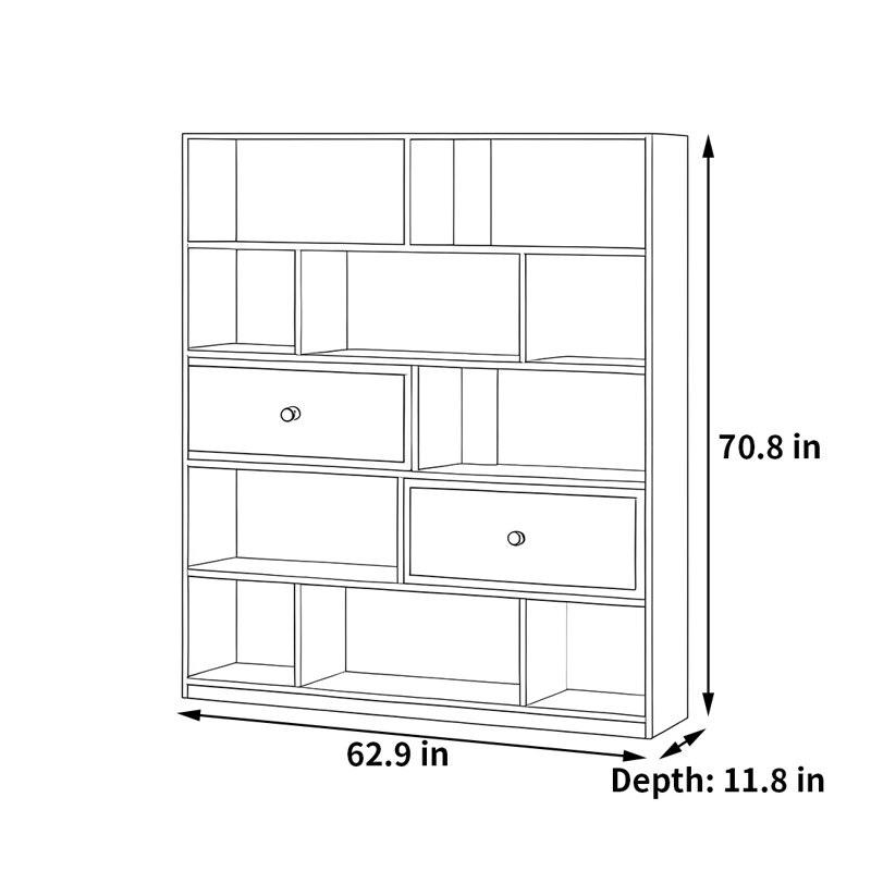 Patnaude, (5 Shelves) 70.8"H x 62.9"W x 11.8"D