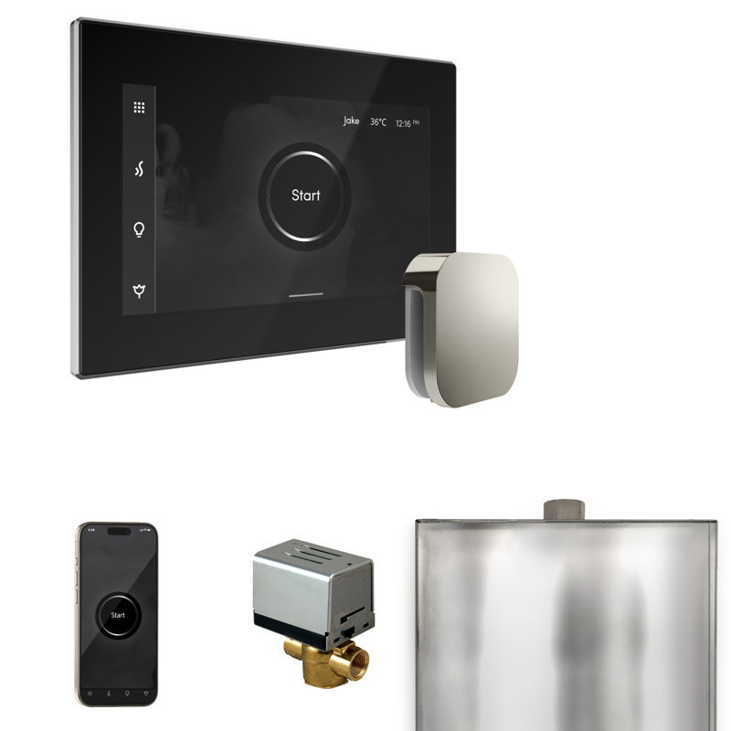 XButler Steam Shower Control Package with iSteamX Control and Steamhead , Polished Chrome