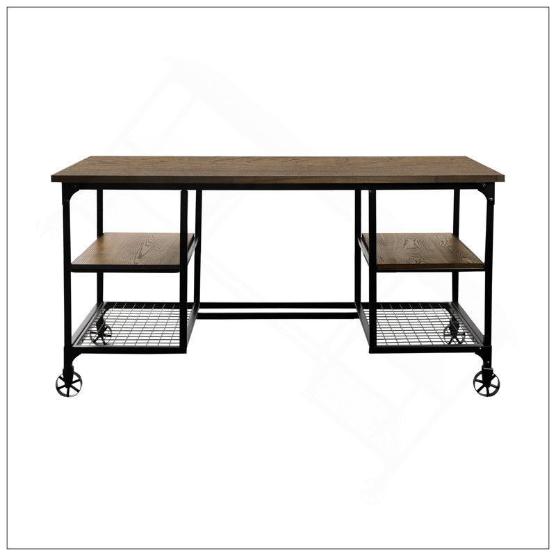 Charmant bureau d'écriture traditionnel avec plusieurs tablettes et roulettes élégantes pour une fonctionnalité améliorée