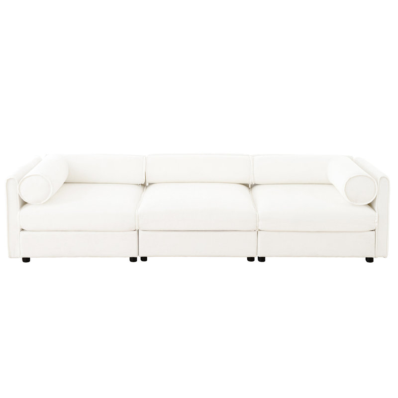 Élégant avec tissu en chenille et rangement caché, siège de rangement cylindrique blanc ergonomique, Blanc