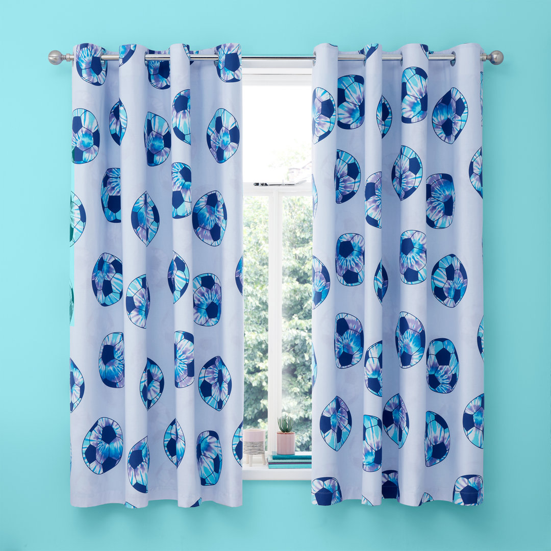 Catherine Lansfield Tie Dye Football Reversible Curtains Purple 168X183cm - Image 5