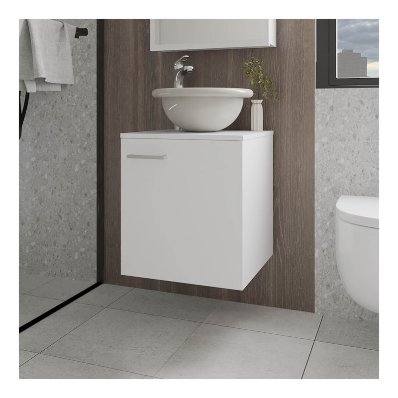 Meuble-lavabo avec lavabo et robinet intégrés Pirtleville, Blanc