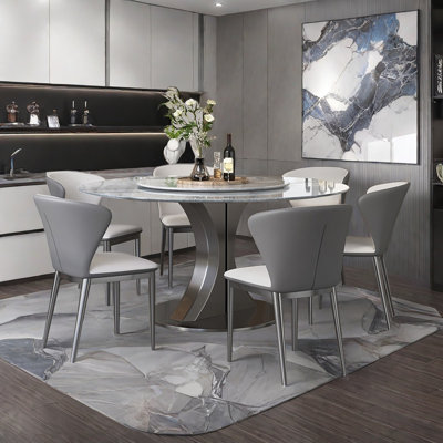 Luxury Round Microlite Stone Dining Table Set