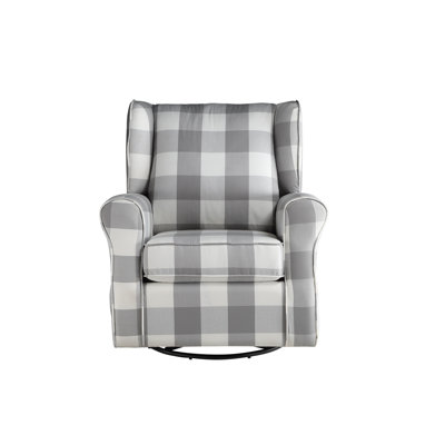 Patli Gray&White Fabric Glider Chair With Swivel