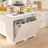 TC Double Tilt Out Trash Cabinet Recycling Trash Can Cabinet With Negative Ion and Deodorizing Function