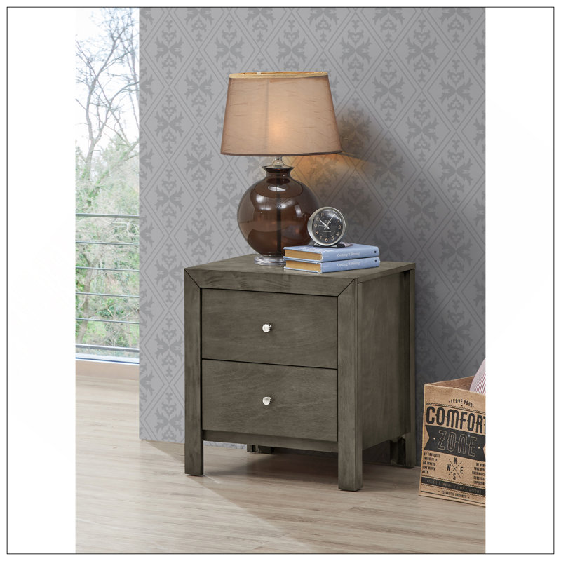 Chic table de chevet transitionnelle avec ports USB et rangement spacieux, parfaite pour les chambres à coucher modernes et pour plus de commodité.