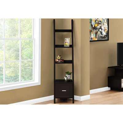 Office Bedroom Bookcase 69"H, Brown Laminate, 3 Fixed Shelves & 1 Drawer, Contemporary Style Bookshelf With And 69"H For Bedroom, Modern Compact Design