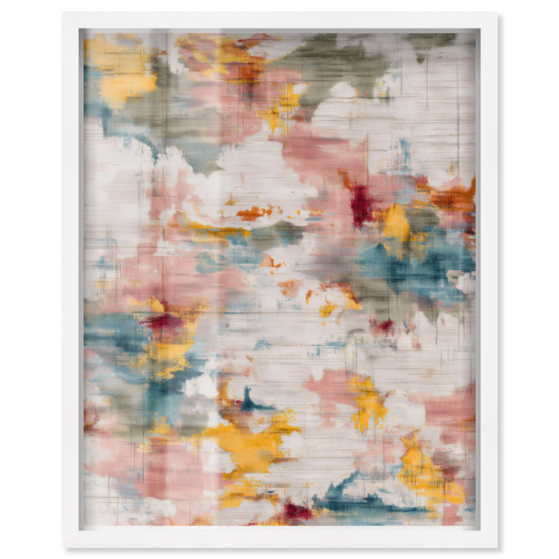 Décoration murale abstraite à tissage coloré I Shadowbox par Art Remedy, cadre noir, 16 x 20, H 46 po x l 37 po, Cadre blanc