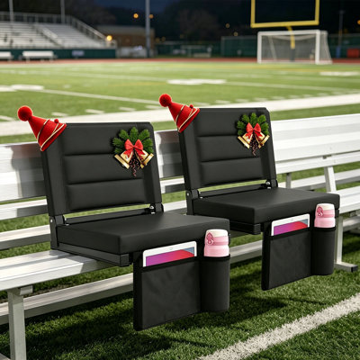 2Pk Padded Stadium Seat With Back Support – Portable Bleacher Chair With Thick Cushion, Anti-Slip Base, Side Pockets, And Steel Frame, Lightweight For Sports, Concerts, And Outdoor Events