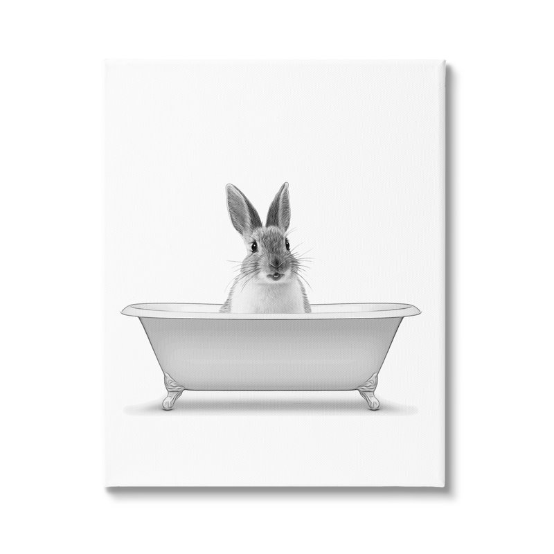 «Bunny Peeking Bathaign Pet», impression sur toile, H 20 po x l 16 po x P 1,5 po