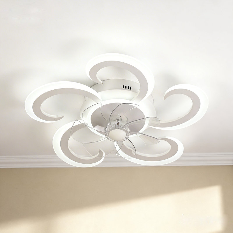 Ventilateur de plafond à DEL 24,41 po avec lumière, conception florale avec télécommande
