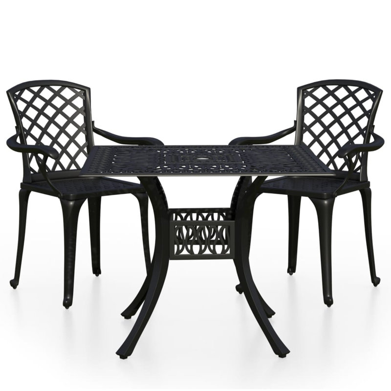Arona 2 - Person Patio Dining Set with Square Table, Black