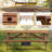 8 Person Wooden Picnic Table, Outdoor Camping Dining Table With 2 Seats, Garden, DIY With 2 Built-In Benches, 2220Lb Capacity-607740607