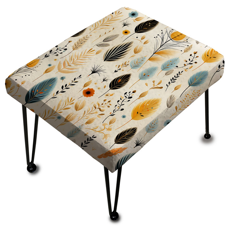 Earthy Elegance Boho Pattern IV - Floral Rectangle Ottoman